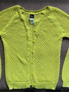 Bright Yellow Knit Button-Front Cardigan Sweater